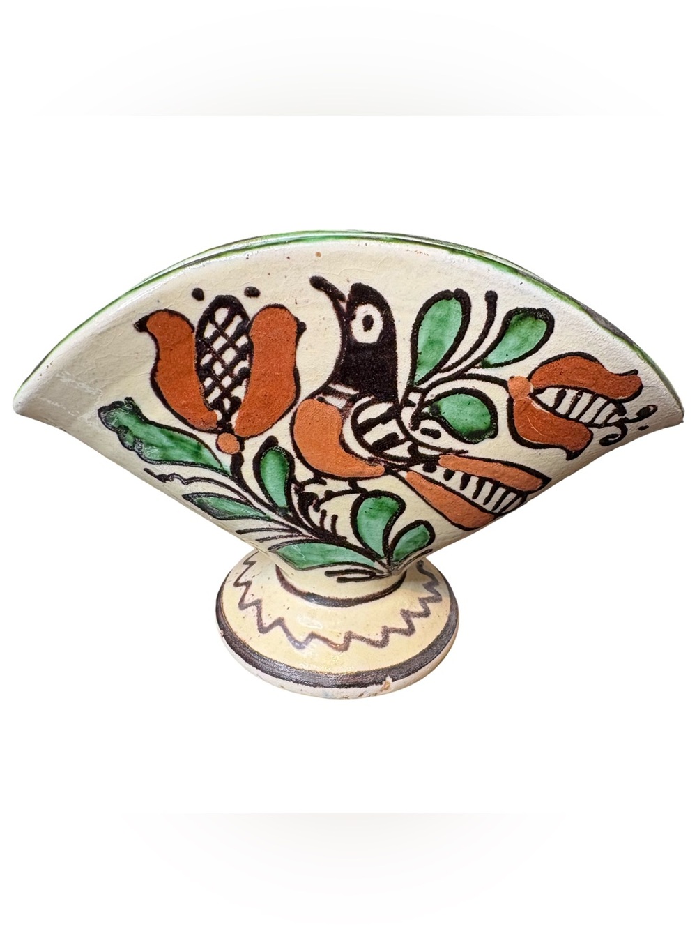 Vintage Korond Hungarian Pottery Napkin Holder - Transylvanian Folk Art Bird